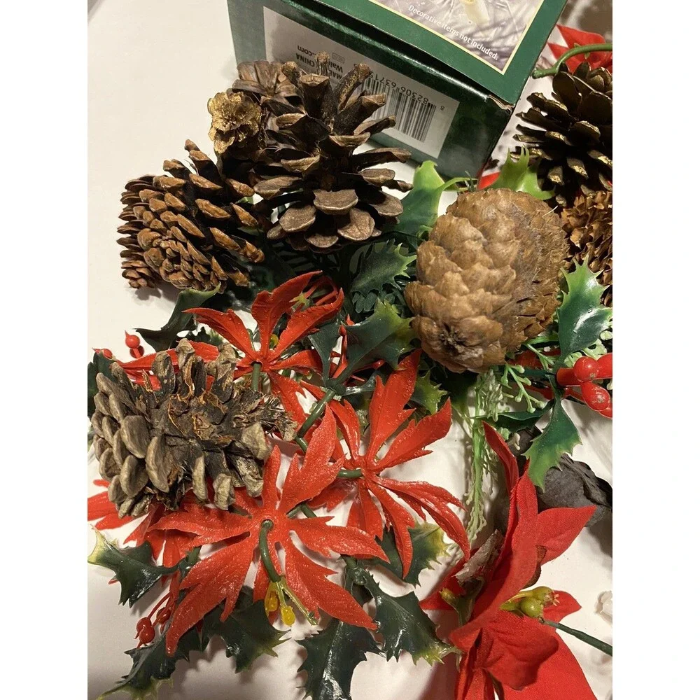 Vintage Christmas Lot Candle Wreath Ring Holly Berries Evergreen Crafting Decor